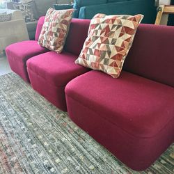 Thonet Post Modern 4pc Modular Lounge Sofa Set in Maroon Wool-Blend