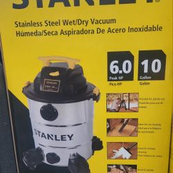 Stanley 6hp 10 gallon stainless steel wet/dry vac 