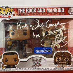 WWE Funko Pop The Rock & Mankind 2 Pack SIGNED Mick Foley Autograph Walmart NEW