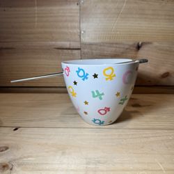 Sailor Moon Ceramic Ramen Bowl with Metal Chopsticks- Sailor Colorful Symbols