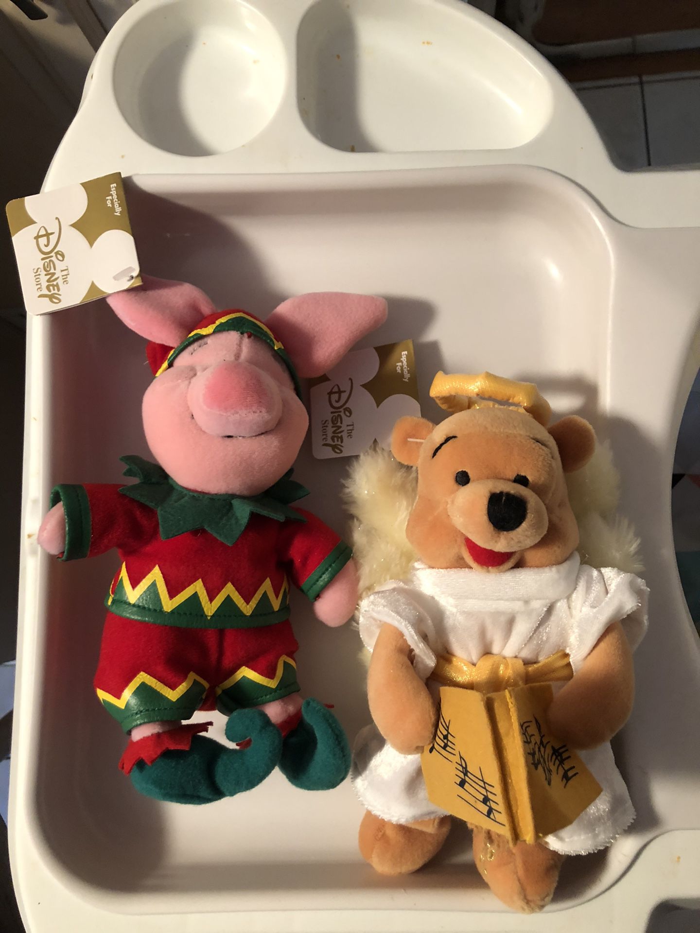 Disney Piglet elf and Pooh angel beanie dolls