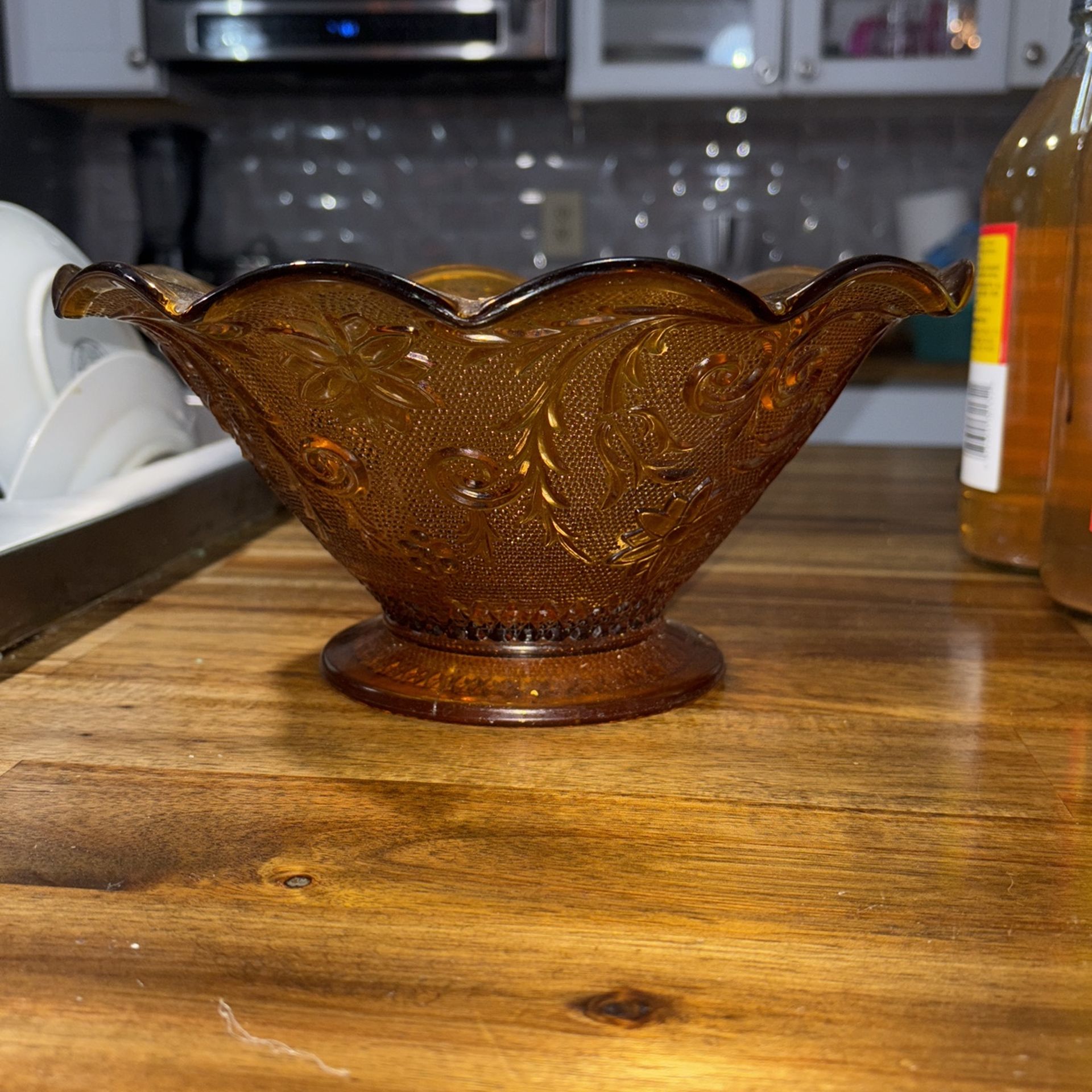 Vintage Amber Glass Bowl