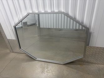 Large Octagonal Wall Mirror Silver Frame