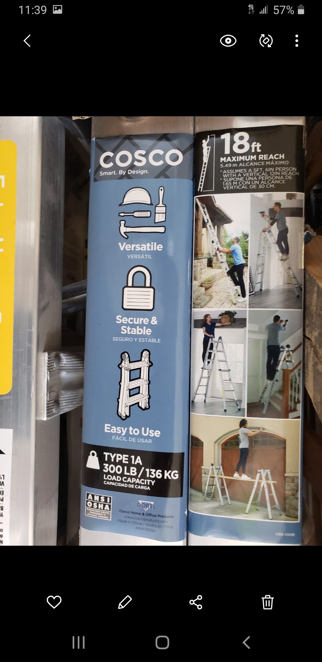18 FT ALUMINIUM MULTI-POSITION LADDER WITH 300 LB LOAD CAPACITY
