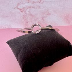 Silver Bracelet with Pink Crystal Circle