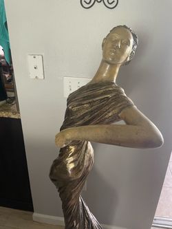 Large Gold-Tone Female Figure Sculpture