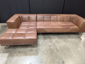 BoConcept Brown Leather Sectional Sofa with Chaise