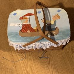 Handpainted adorable picnic basket