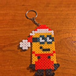 Christmas Minion Perler Bead Keychain