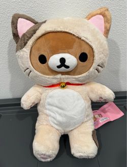 San-X Rilakkuma in Calico Cat Costume Plush Japan Stuffed Toy Neko Rilakkuma
