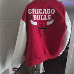 NWT Chicago Bulls Letterman Jacket Red And White Size Large
