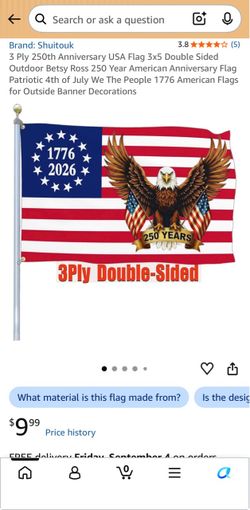 250th Anniversary USA flag