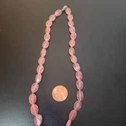 Necklace  Red stone Watermelon Tourmaline "925  stemp"