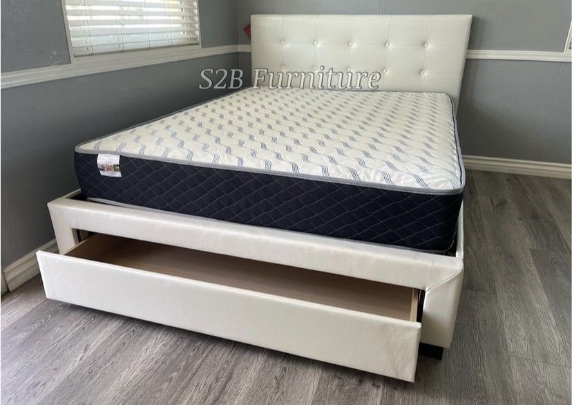 Full White Platform Bed With Ortho Mattress Included!!,All Products : American Fashion Style Bags On Sale