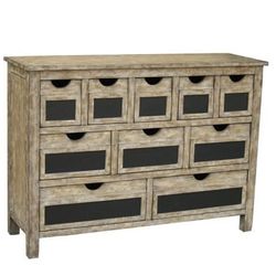 Solid Wood Rustic Brown Chalkboard Accent Dresser Chest Of Drawers