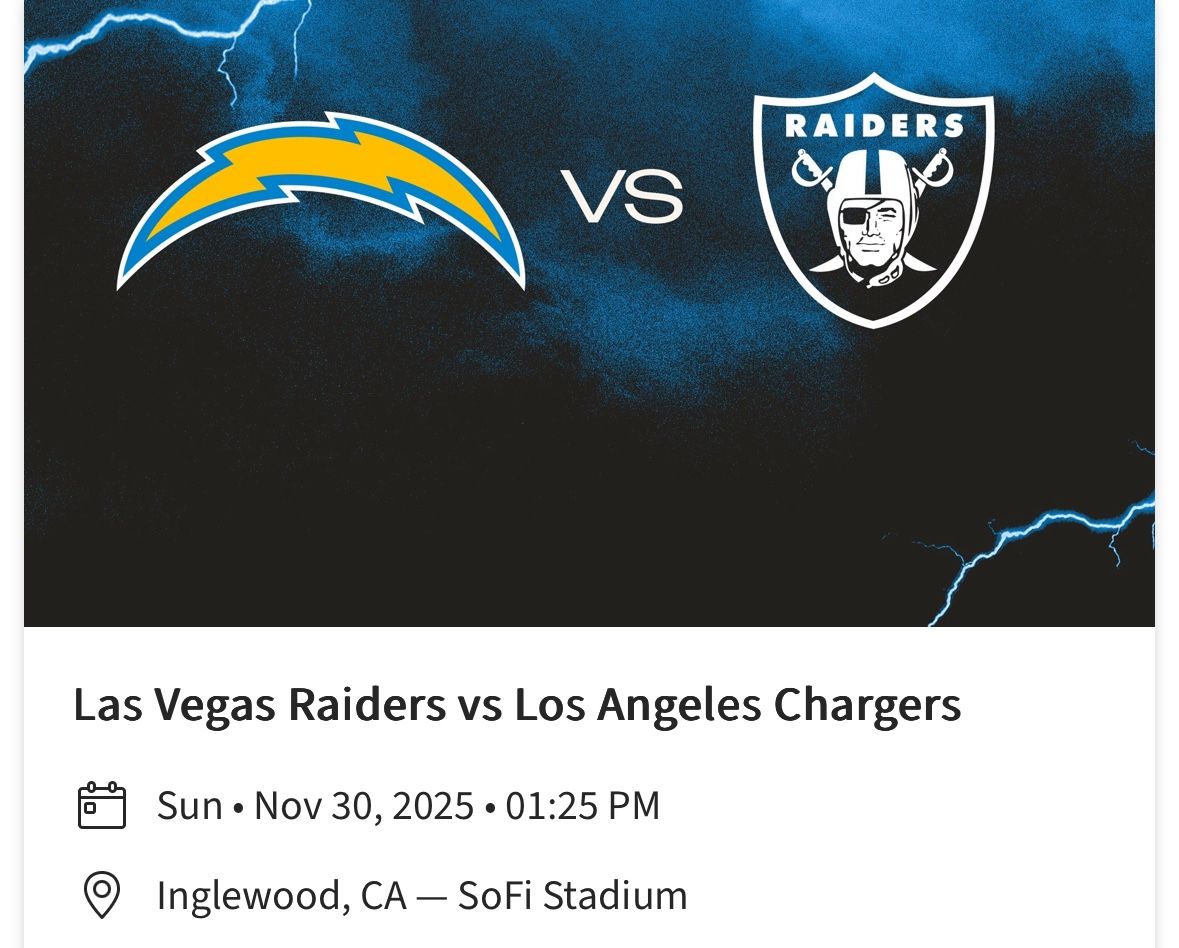 Chargers VS Raiders 11/30/25
