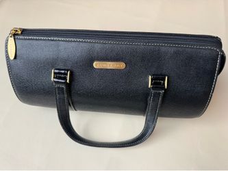 Burberry Black Leather Barrel Bag — Gold Hardware