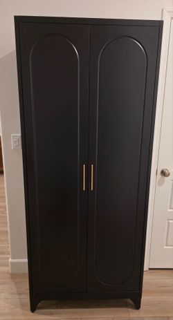 Black Double Door Metal Wardrobe Cabinet