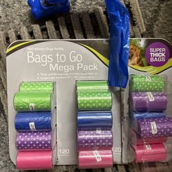 Dog Poop Thick Bags. 9x15 inches with 1 Bag Dispensers and 20+ rolls