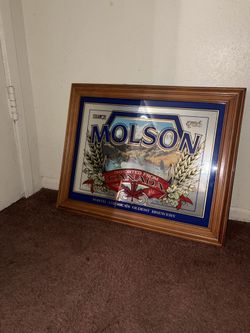 Vintage 1980s MOLSON CANADIAN BEER Mirror Bar Sign