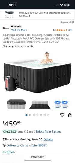 Hot Tub Large Square 4-6 Person Inflatable