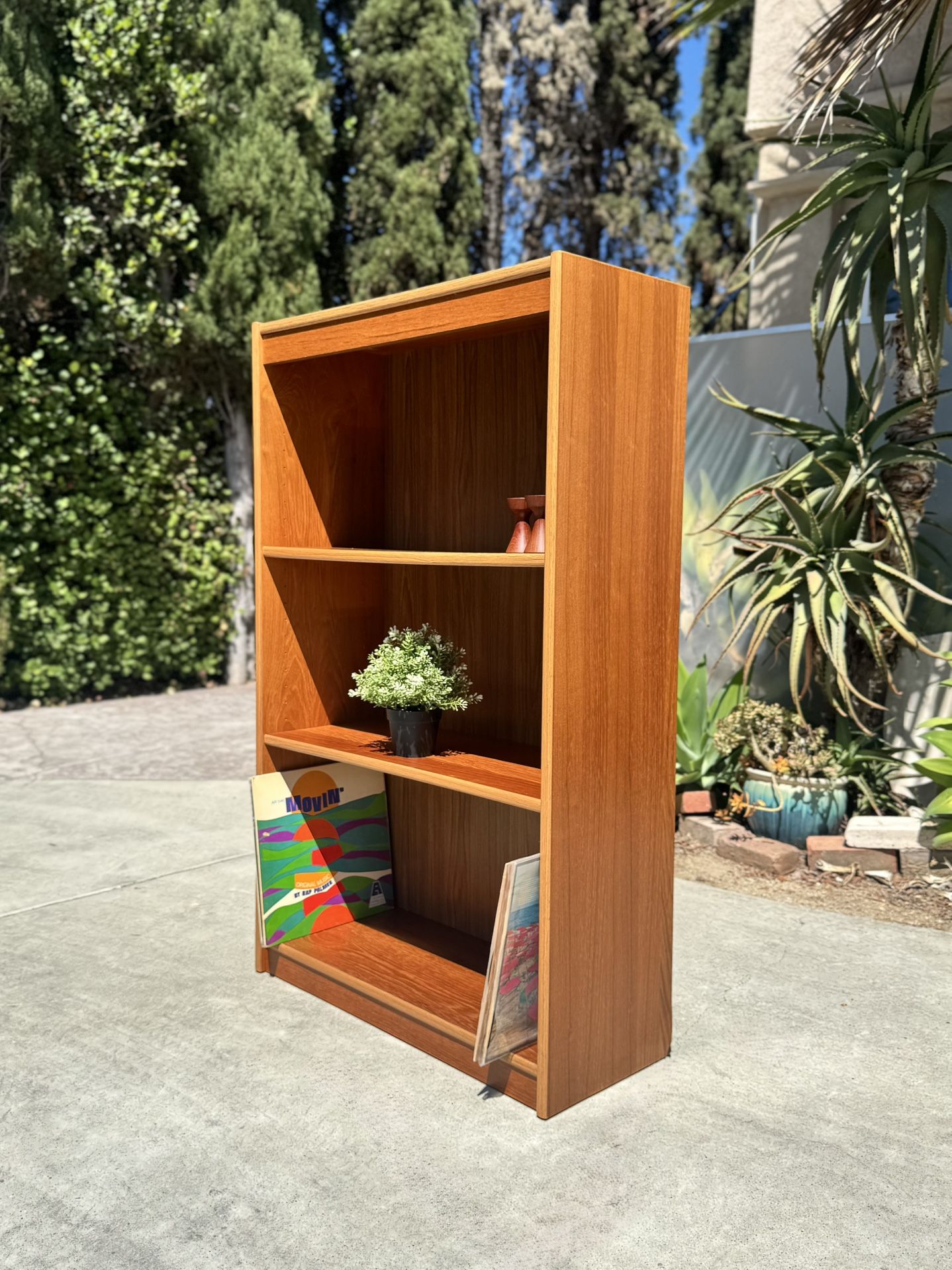 Danish Modern Mid Century Teak Bookcase Book Case Shelf Record Cabinet
