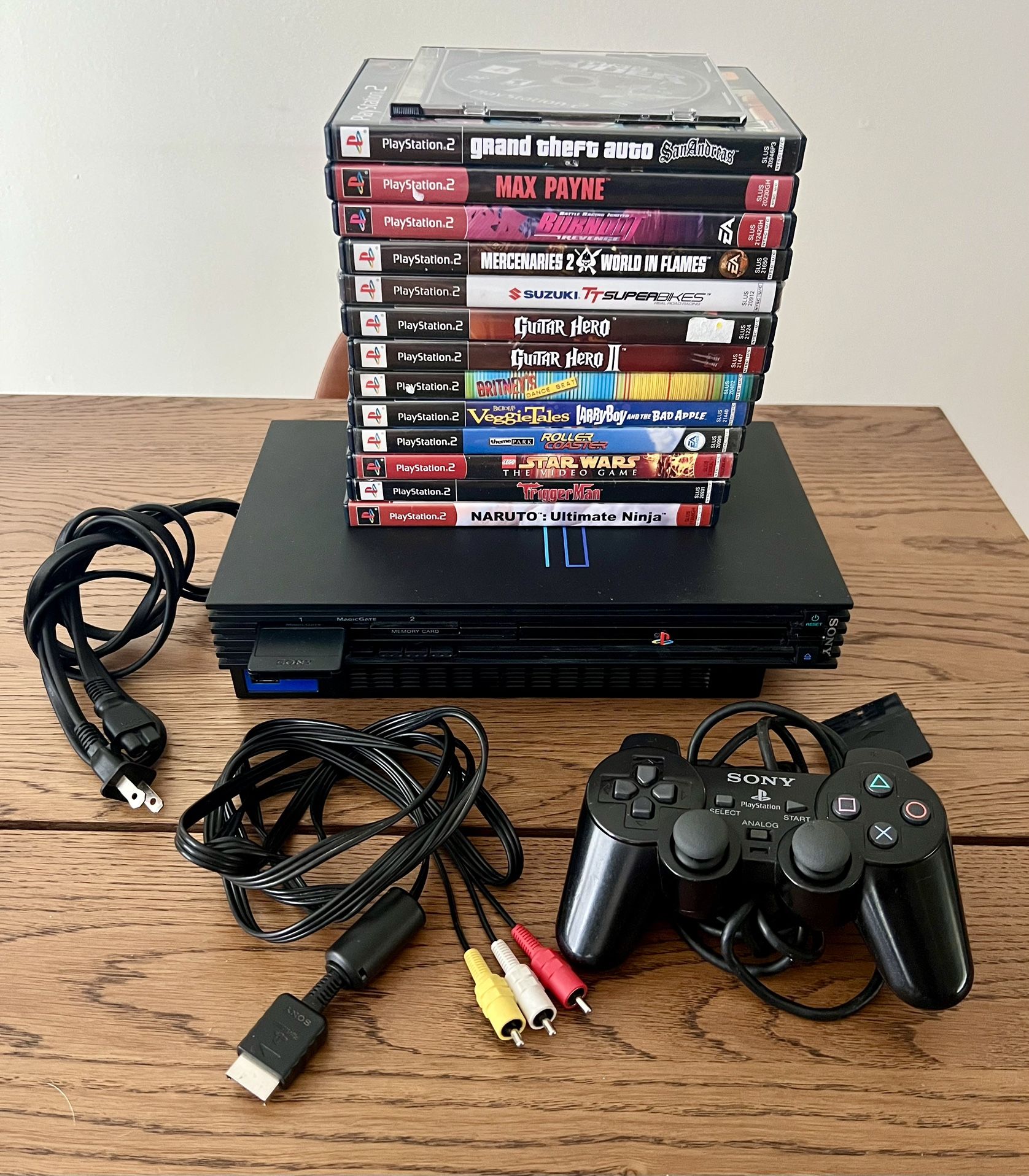 Sony PlayStation 2 PS2 SCPH-50001 Fat Console Black System Bundle - Tested