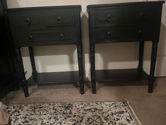 Two black nightstands