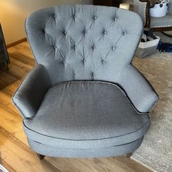 Blue upholstered wide Living Room chair