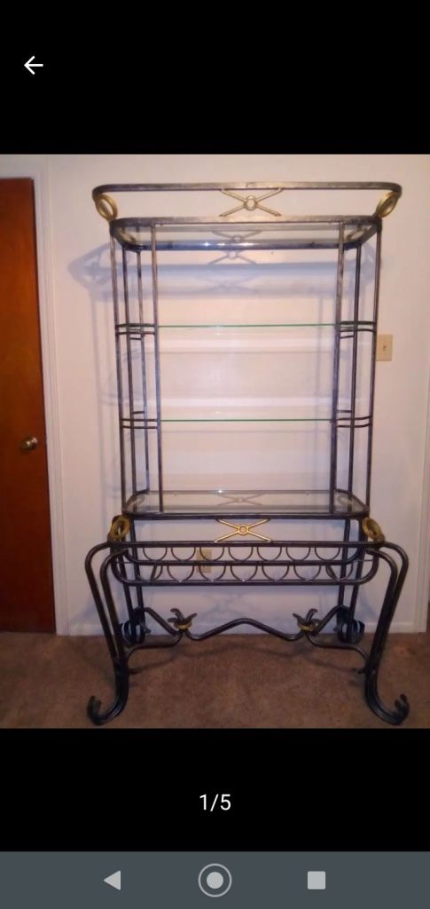 Large Iron & Glass Bakers Rack