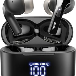 TOZO T20 Wireless Earbuds Bluetooth Headphones 48.5 Hrs Playtime with LED Digital Display, IPX8 Waterproof, Dual Mic Call Noise Cancelling 10mm Broad 
