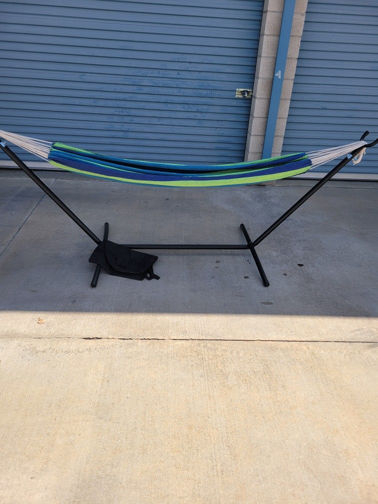 Lazy Daze Double Cotton Hammock with Space Saving Steel Stand Includes Portable Carrying Bag