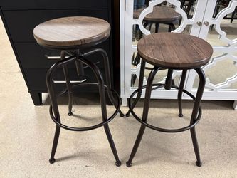 Industrial Swivel Stool w/ Dark Brown Base (Set of 2)