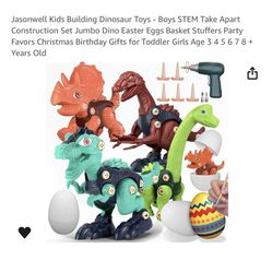Brand new Kids Building Dinosaur Toys - Boys STEM Take Apart Construction Set Jumbo Dino Easter Eggs Basket Stuffers Party Favors Christmas Birthday G