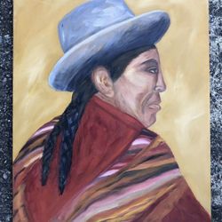 Original Native American Man Oil Painting By Local Nc Artist On Canvas 16x20”