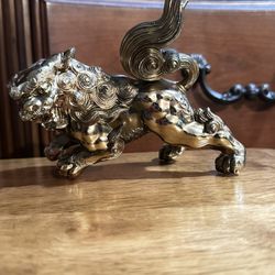 Heavy Bronze Chinese Guardian Lion Foo Dog Statue Feng Shui Lion Figurine