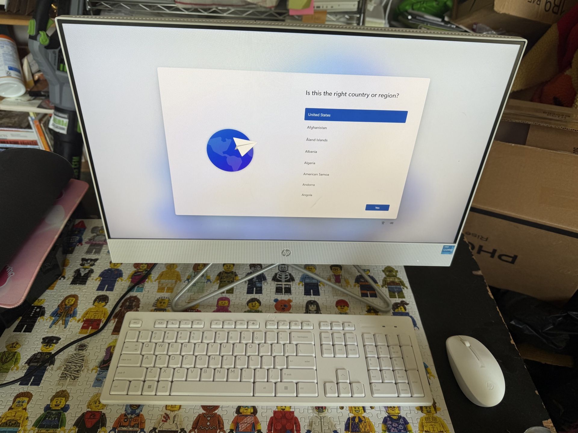 HP 23.8" All-in-One PC, Intel Core i3-1215U, 8GB RAM, 256GB SSD, Touchscreen, Windows 11 Home desktop computer