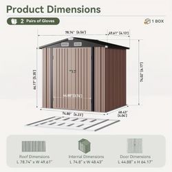 6x4 FT- Metal Outdoor Storage Shed Featuring a Base Frame