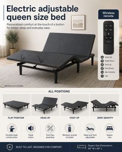 Queen size adjustable electric bed with remote control