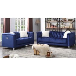 NEW RUSSEL SOFA & LOVESEAT! AVAILABLE IN BLUE AND GREEN VELVET ! MINAS HOME FURNITURE 