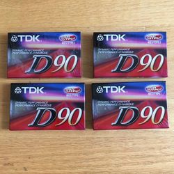 Lot 4 TDK D90 High Output IEC I / Type I New Sealed Cassette Tapes