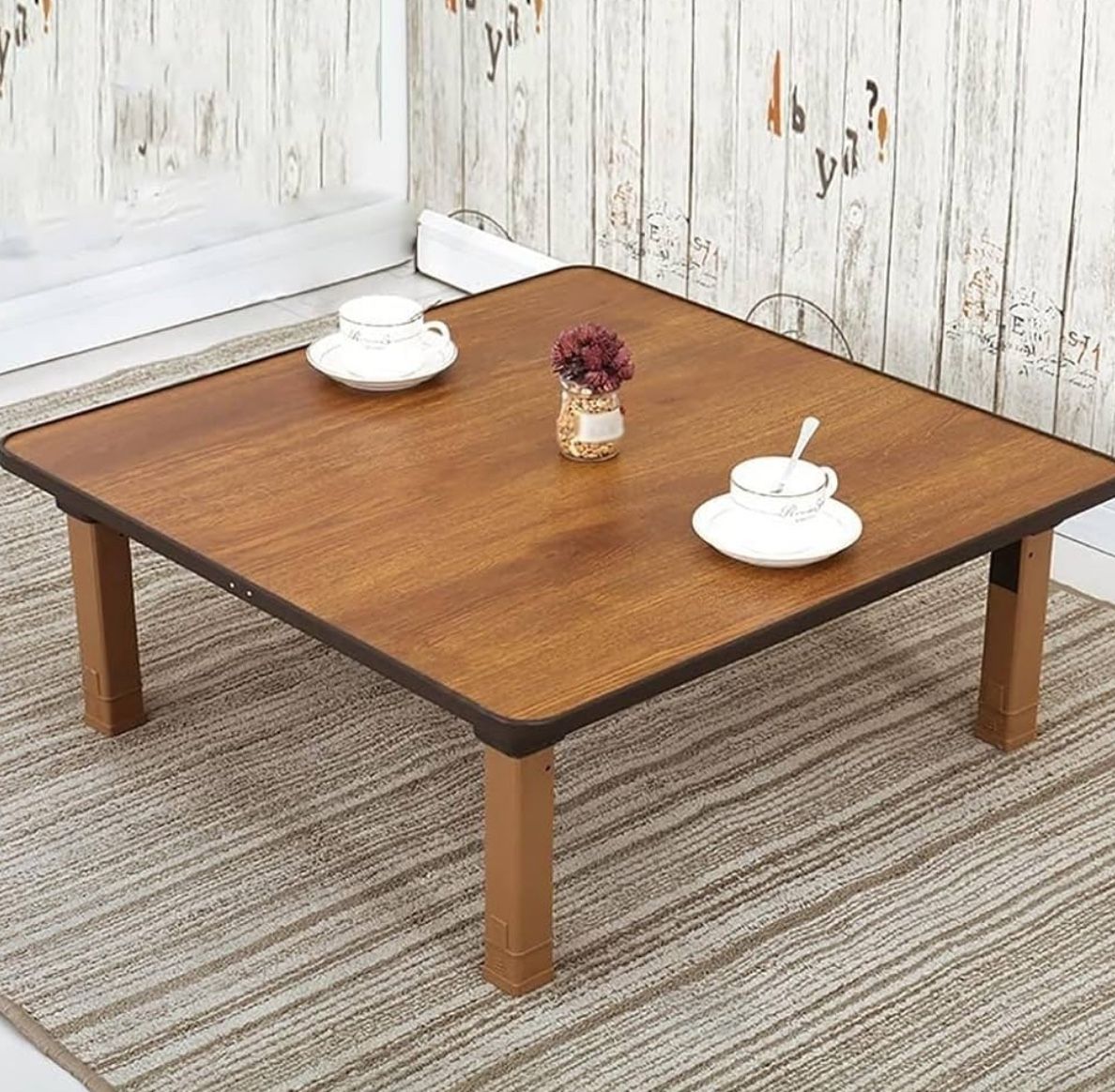 KOSTING Japanese-Style Square Folding Tea Coffee Table, Low Table, Dining Table, Study Table, Small Desk, for Tatami Sitting On The