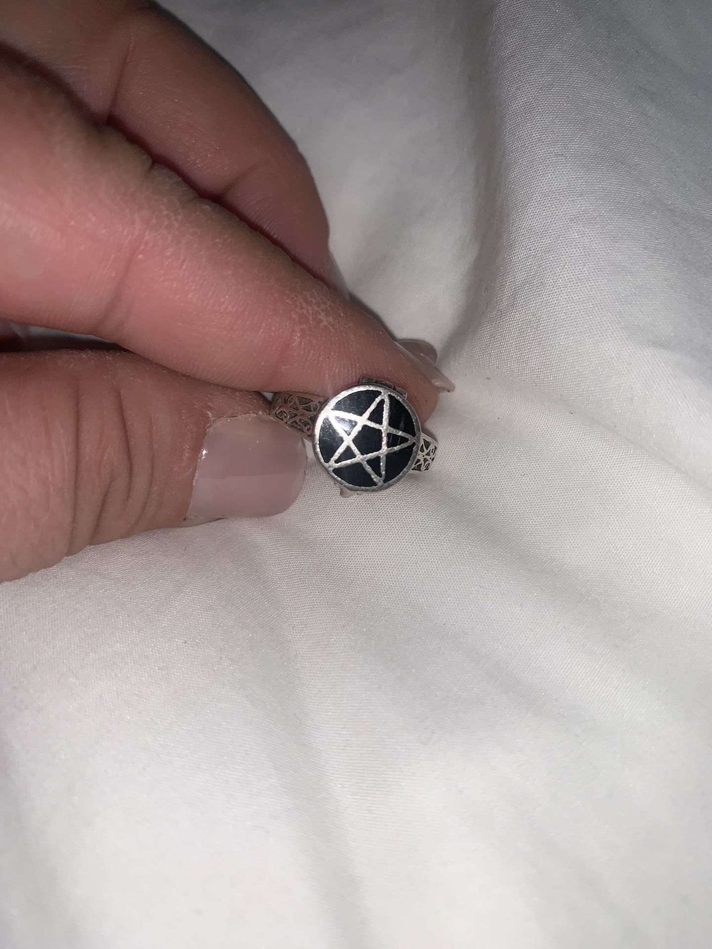 Wiccan Ring Pentagram Real Silver