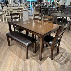 NEW🌲‼️$10 Down Payment Finance 🌲 Brown 6 Piece Dining Room Table Set