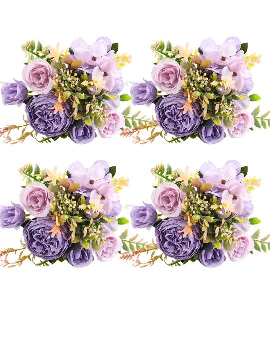 ASTRYAS 4Packs Artificial Flowers, Peonies Artificial for Decoration Silk Hydran