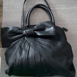 Valentino Black Leather Bow Dome Bag