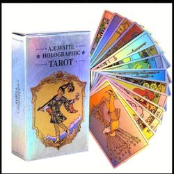 Classic Rider-Waite Tarot Card Game With Holographic Flash Cards