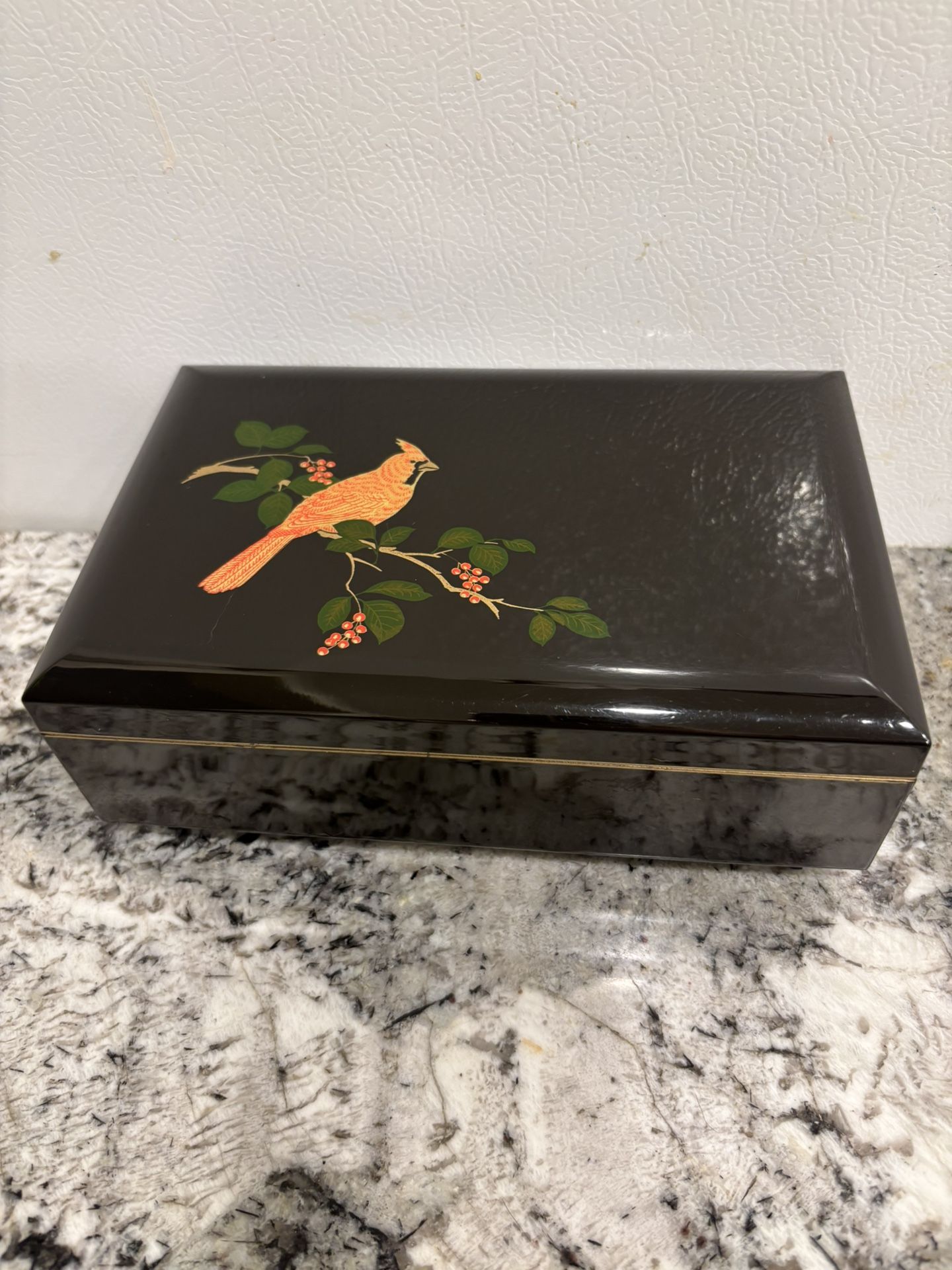 Black Lacquer cardinal Jewelry Box