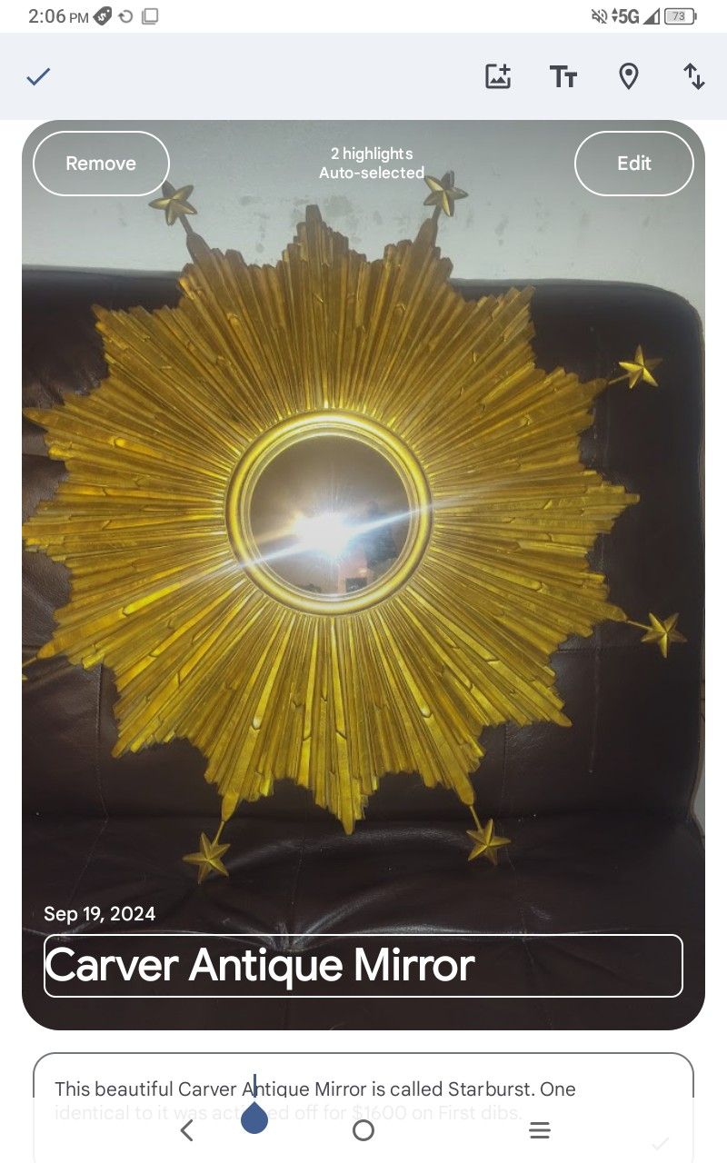 Carver Antique Mirror starburst