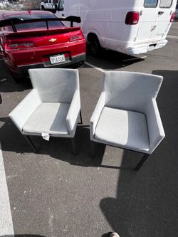 Set of 2 grey upholstery armchairs